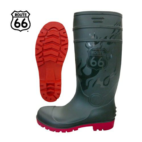 66-80 安全長靴 耐油底 抗菌 防臭 PVC グリーン ルート66 | 道具屋
