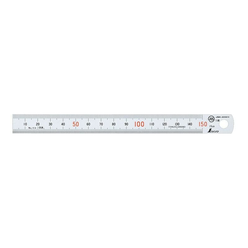 確認用 ちゃめたん！！ 13005 直尺 シルバー 15cm 赤数字入 JIS シンワ測定 ☆ | 道具屋オンライン