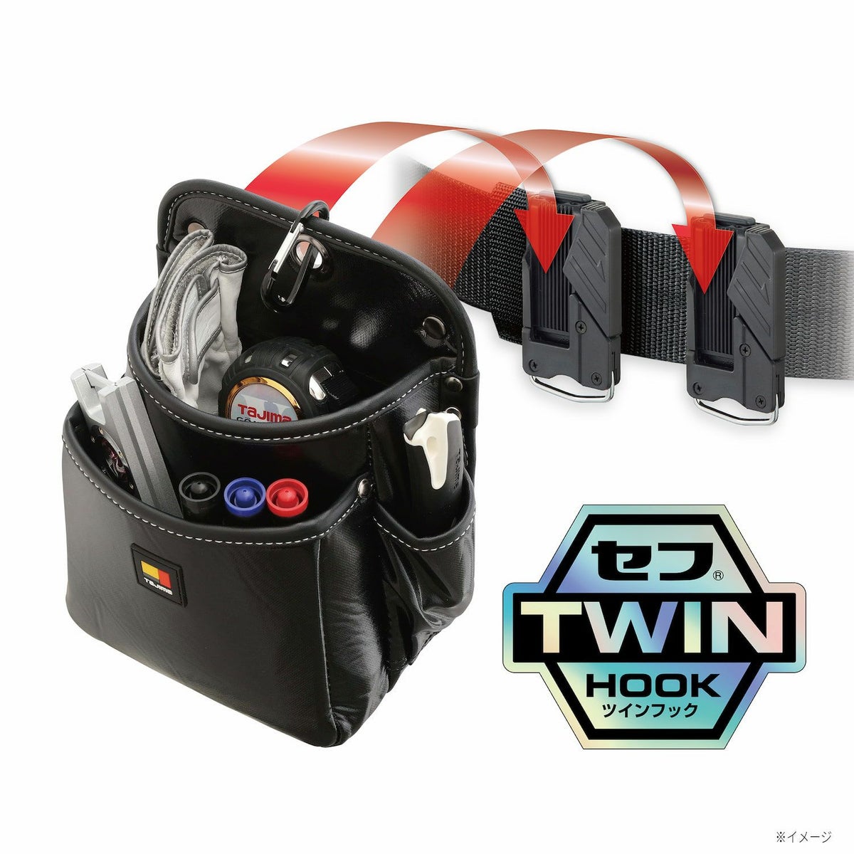 SFKBG-2S2H セフツイン腰袋 クロコ 腰袋2段小 TAJIMA（タジマ）